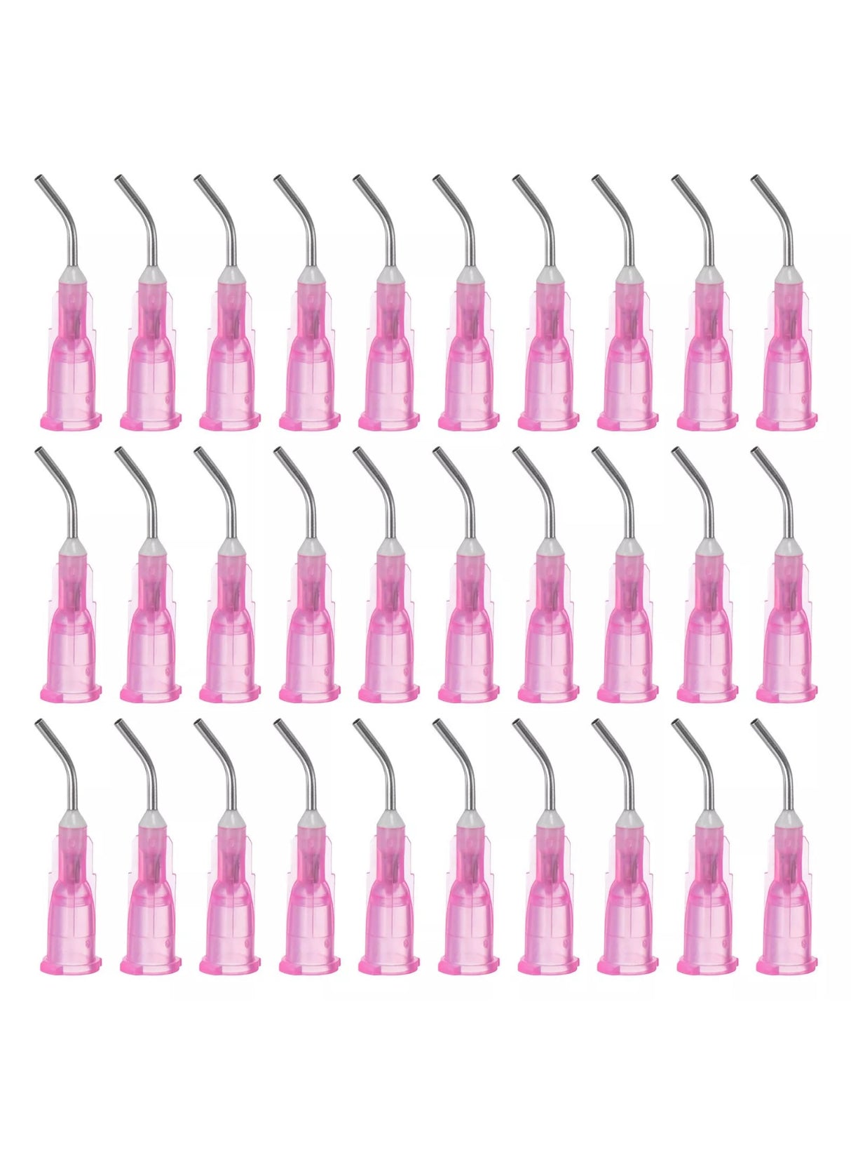 100pcs Blunt Tip Dispensing Needles 18G 0.45" Bent Needle with Luer Pink