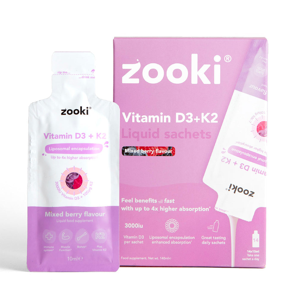 Vitamin D3+K2, Liposomal
Liquid Sachets
Mixed Berry - 14pk