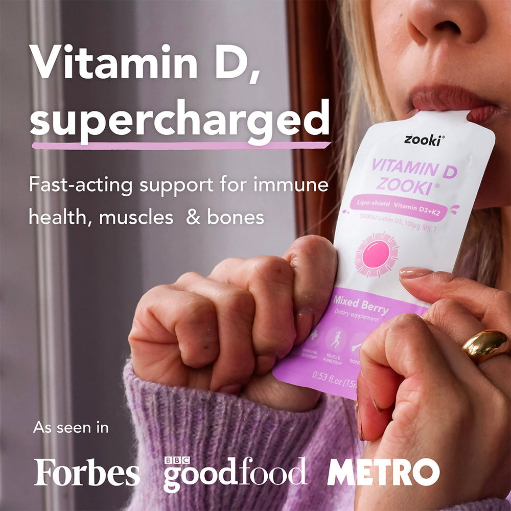 Vitamin D3+K2, Liposomal
Liquid Sachets
Mixed Berry - 14pk