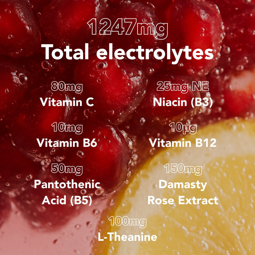 Electrolytes+Skin Radiance. Pomegranate and Lemon - 7 servings