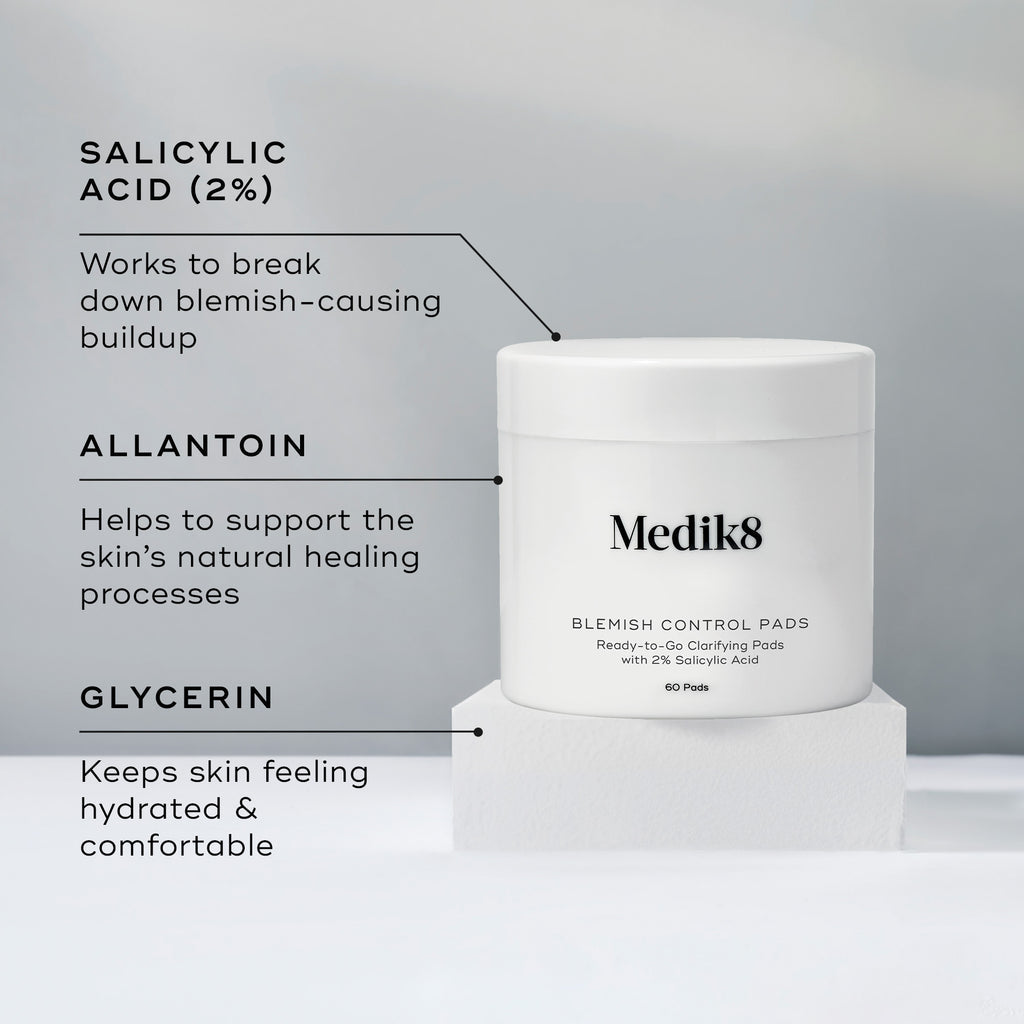 MEDIK8 BLEMISH CONTROL PADS™ 60ml
Ready-to-Go Clarifying Pads with 2% Salicylic Acid