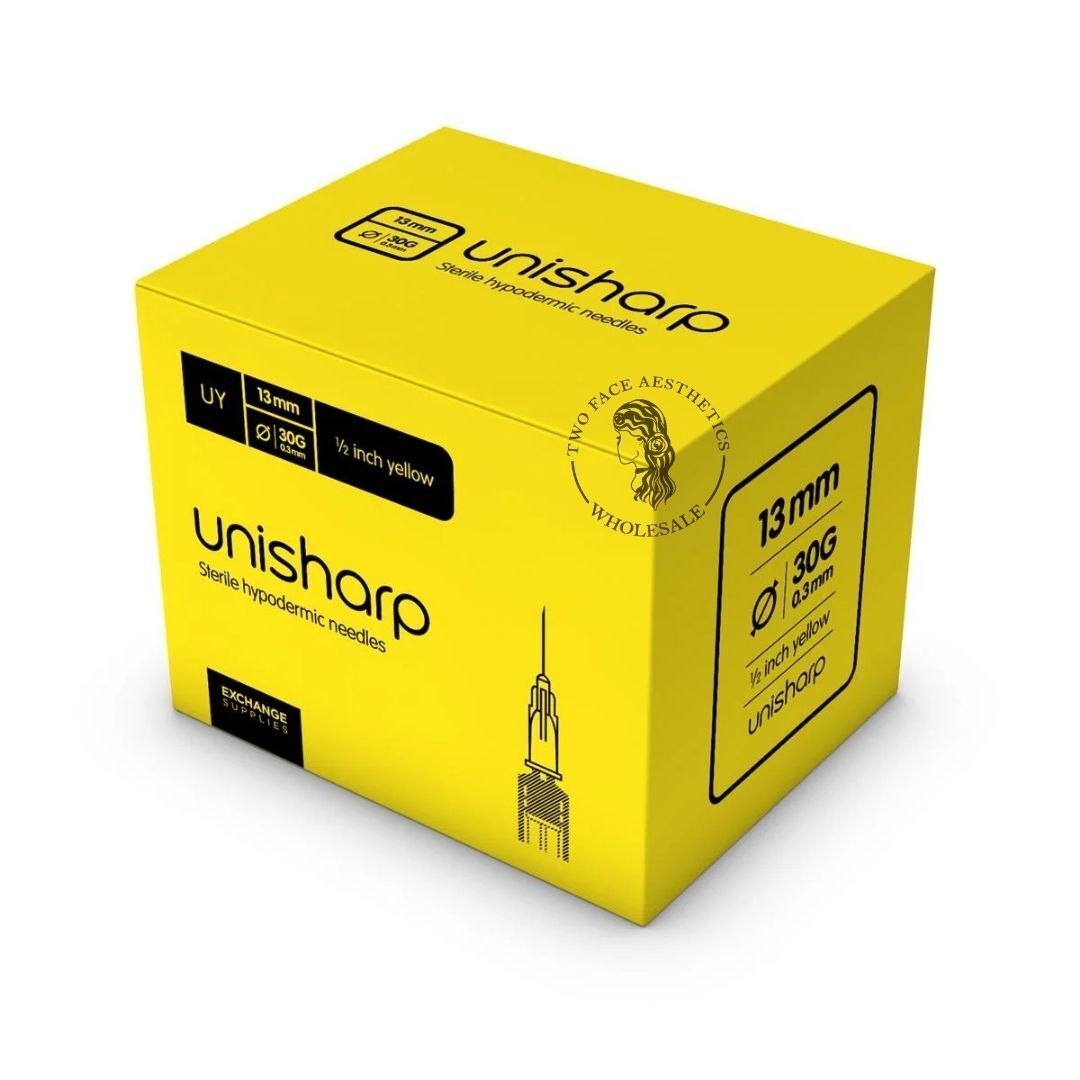 Unisharp 13mm 30g 0.3mm Yellow Hypodermic Needle - 100pcs