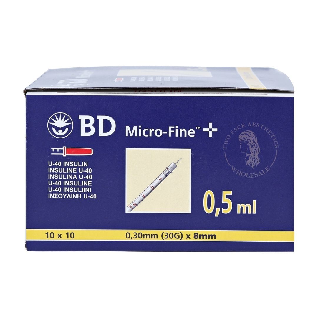BD MICRO FINE+ 0.5ML u-40 INSULIN SYRINGE 30G 8MM - 100pcs
