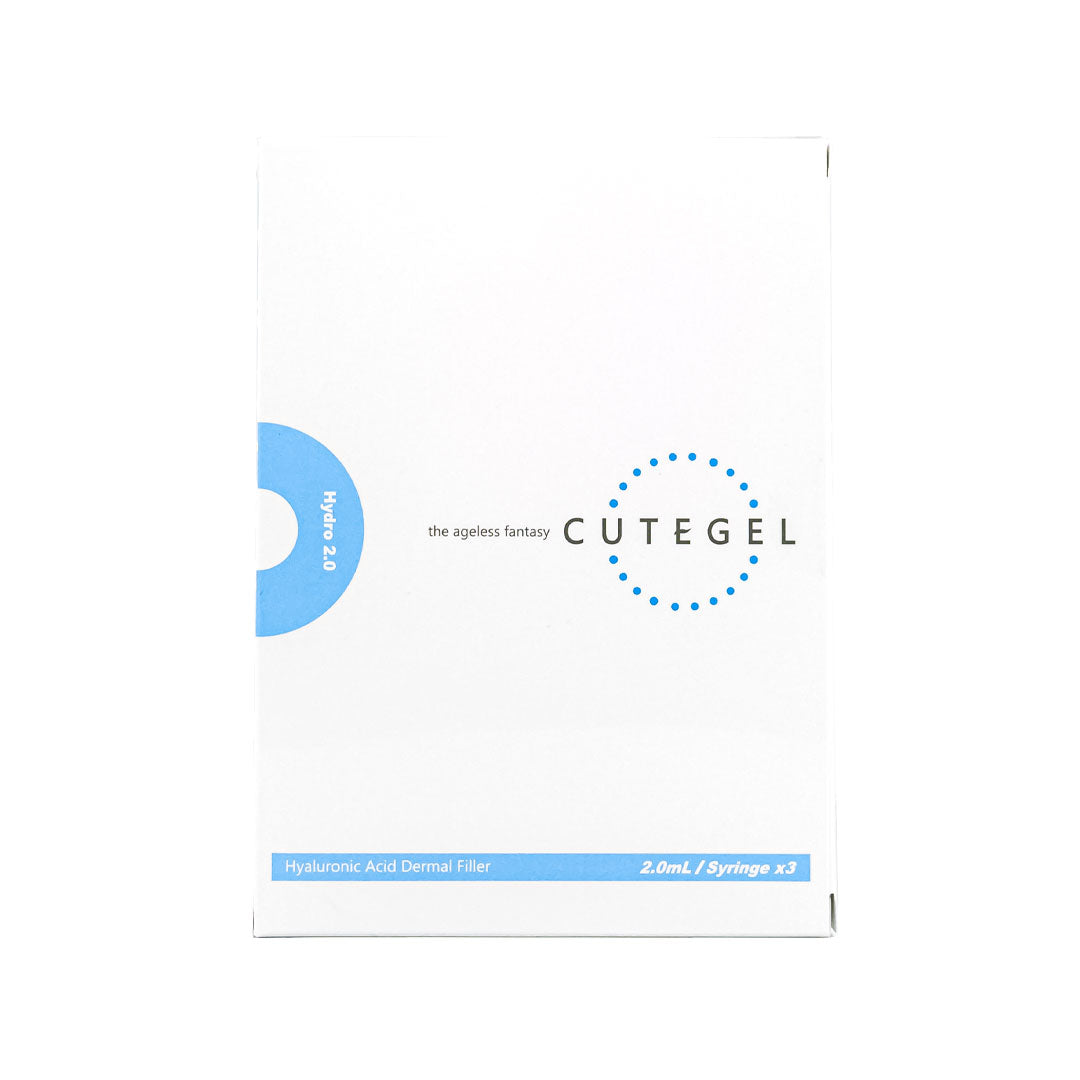 Cutegel Hydro 2.0 Skin Booster - Triple pack 3x 2ml displayed on a clean, white background, showcasing its sleek packaging design.