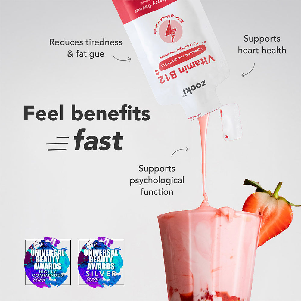 Vitamin B12, Liposomal Liquid Sachets.                                                 Strawberry - 14 pk
