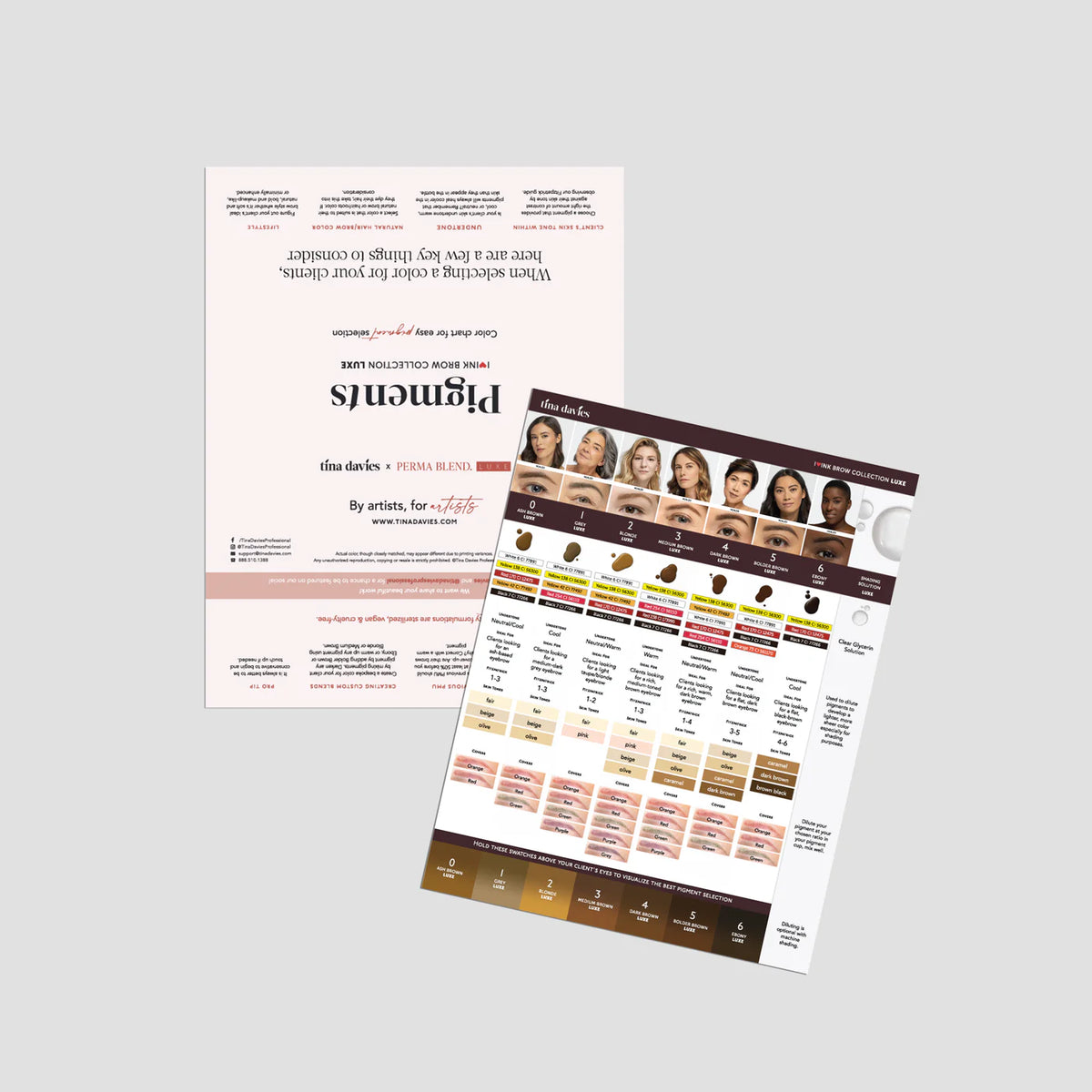 I ️ INK Brow Pigment Collection LUXE Color Chart – Two Face Aesthetics