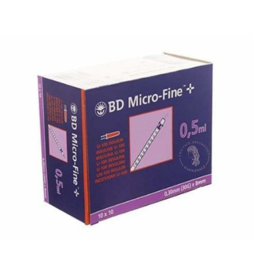 BD MICRO FINE+ 0.5ML INSULIN SYRINGE & NEEDLE 30G X 8MM - PACK OF 100