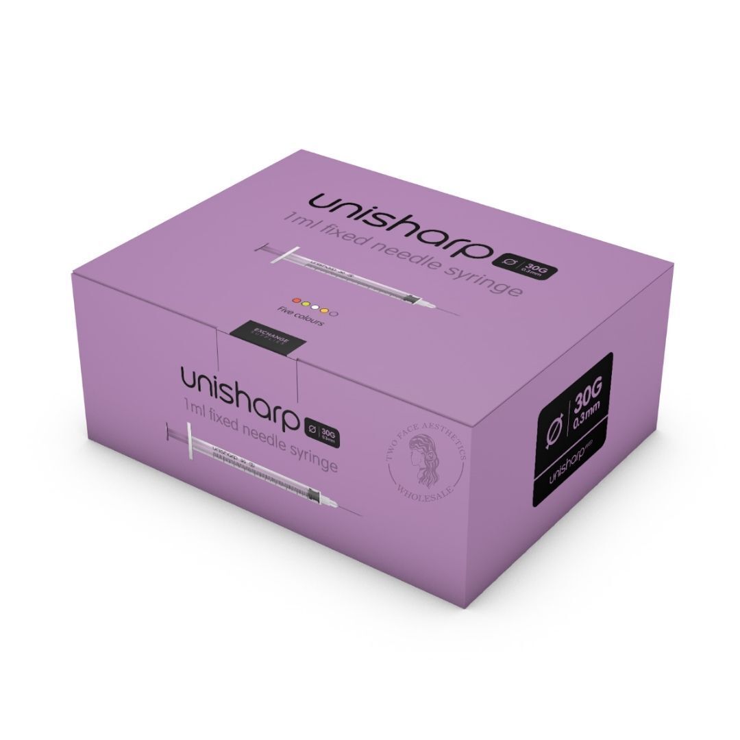 Unisharp 1ml 30G Fixed Needle Syringe - Purple - 100pcs