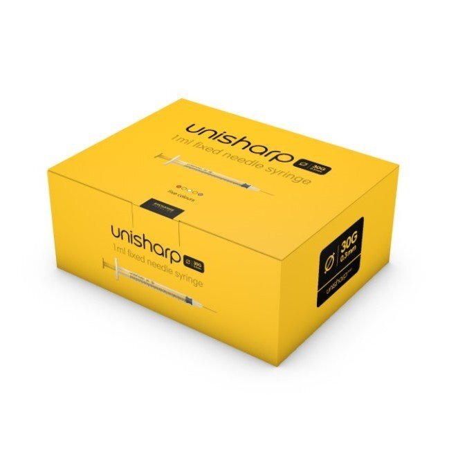 Unisharp 1ml Fixed 30G 0.5" Gold x 100