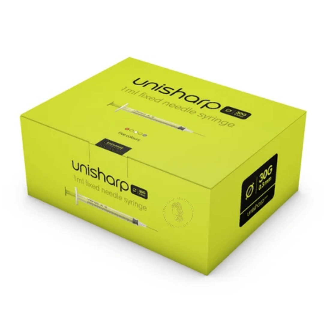 Unisharp 1ml 30g Fixed Needle Syringe: Lime Green - 100pcs