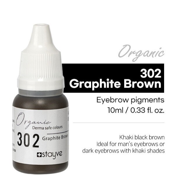 Stayve Organic Eyebrow Pigments 302 Graphite Brown 1 X 10ml